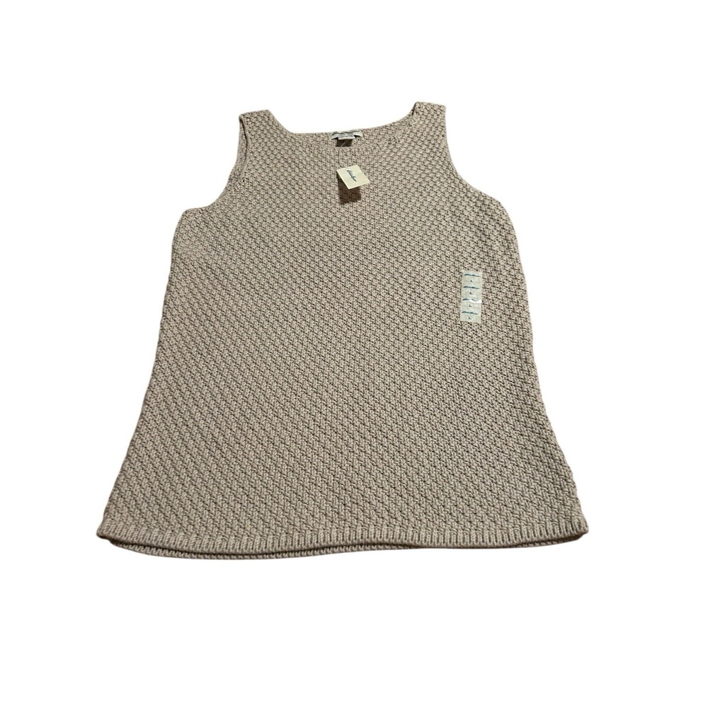 NOS Eddie Bauer‎ Boho Hippie Crochet Beige Tank Top 100% Cotton SZ Large